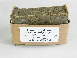 Lard and Lye Soap with Sweet Wormwood, Oregano, Echinacea and Lemongrass Essential Oil.