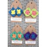 Crochet Granny Square Drop Earrings Bright Summer Colors Wholesale