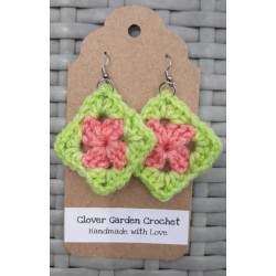 Crochet Granny Square Drop Earrings Bright Summer Colors Wholesale