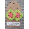 Crochet Granny Square Drop Earrings Bright Summer Colors Wholesale