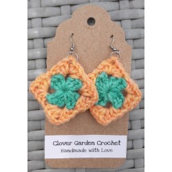 Crochet Granny Square Drop Earrings Bright Summer Colors Wholesale