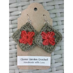 Crochet Granny Square Drop Earrings Neutral Fall Boho Colors Wholesale