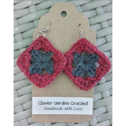 Crochet Granny Square Drop Earrings Neutral Fall Boho Colors Wholesale