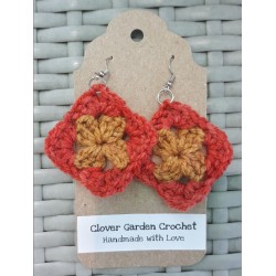 Crochet Granny Square Drop Earrings Neutral Fall Boho Colors Wholesale