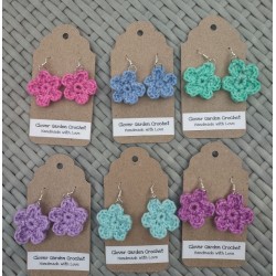 Crochet Sparkly Flower Drop  Earrings, Wholesale