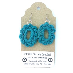 Recycled Pull Tab Crochet Cabochon Style Earrings, Wholesale