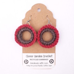 Recycled Plastic Bottle Cap Crochet Circle Boho Earrings, Wholesale