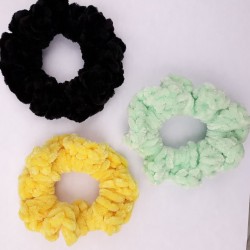 3.5" Wholesale Crochet Velveteen Chenille Scrunchies.