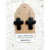 Porcelain Clay Black Christian Cross Earrings Wholesale