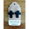 Porcelain Clay Black Christian Cross Earrings Wholesale