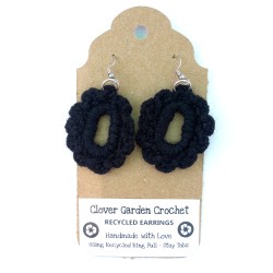 Recycled Pull Tab Crochet Cabochon Style Earrings, Wholesale