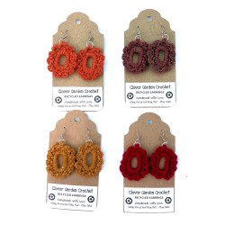 Recycled Pull Tab Crochet Cabochon Style Earrings, Wholesale