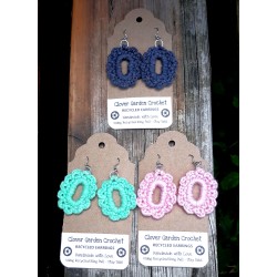 Recycled Pull Tab Crochet Cabochon Style Earrings, Wholesale