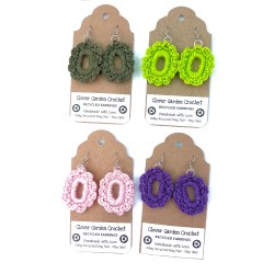 Recycled Pull Tab Crochet Cabochon Style Earrings, Wholesale