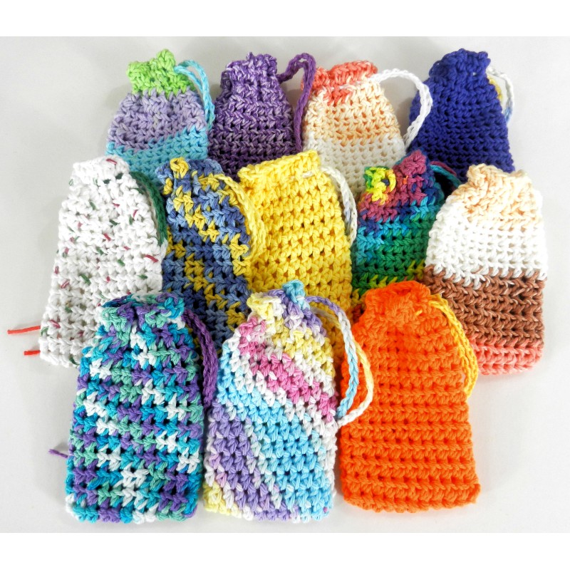 Cotton Crochet Soap Sacks, Bags, Savers, Wholesale