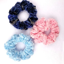 3.5" Wholesale Crochet Velveteen Chenille Scrunchies.