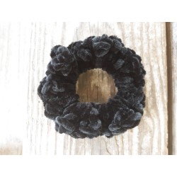 3.5" Wholesale Black Crochet Velveteen Chenille Scrunchies.