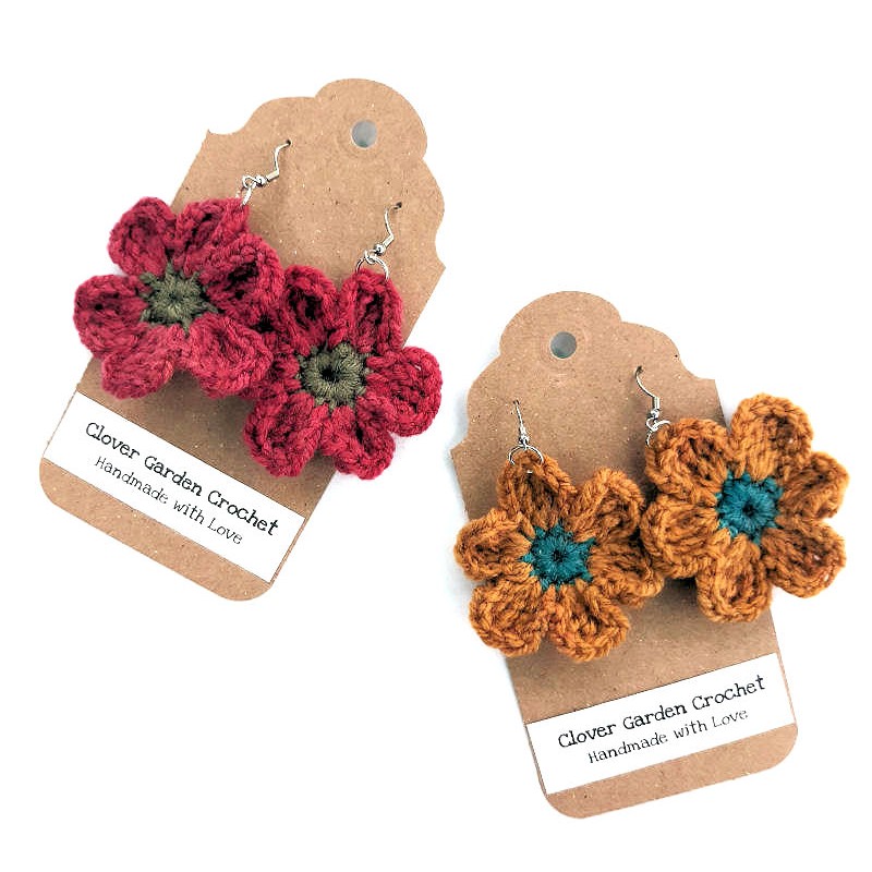 Boho Daisy Flower Crochet  Drop  Earrings, Wholesale