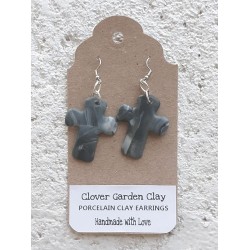 Porcelain Clay Patterned Christian Cross Earrings Wholesale