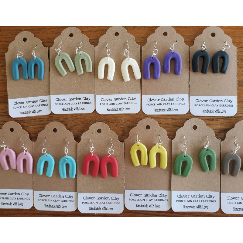 Porcelain Clay U Shaped Plain Colored Earrings Wholesale