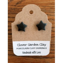 Porcelain Clay Black Star Stud Earrings, Wholesale