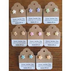 Porcelain Clay Pastel Colored Star Stud Earrings, Wholesale