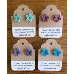 Porcelain Clay Flower Stud Earrings in Solid Colors, Wholesale