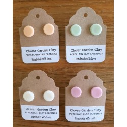 Porcelain Clay Pastel Circle Stud Earrings, Wholesale