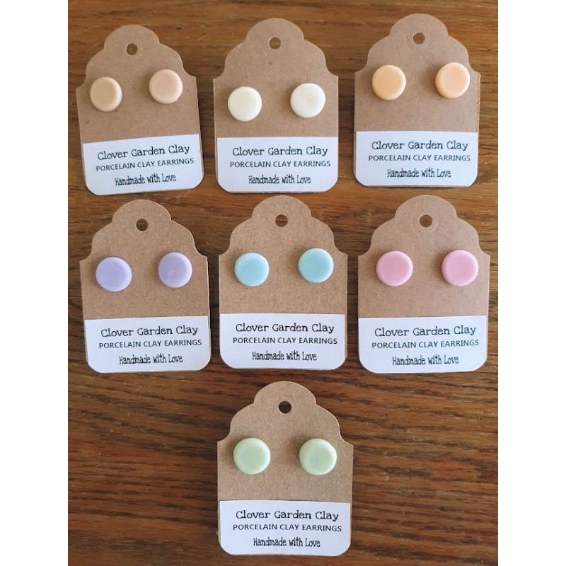 Porcelain Clay Pastel Circle Stud Earrings, Wholesale