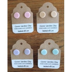 Porcelain Clay Pastel Circle Stud Earrings, Wholesale