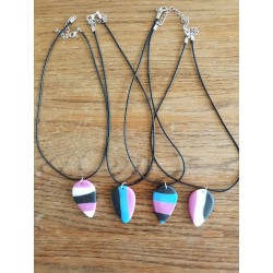 Porcelain Clay Tricolor Teardrop Pendant Necklaces, Wholesale