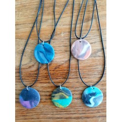 Porcelain Clay Planet Themed Pendant Necklaces, Wholesale