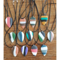 Porcelain Clay Tricolor Teardrop Pendant Necklaces, Wholesale