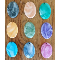 Porcelain Clay Marble Design Oval Pendant Necklaces, Wholesale