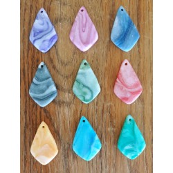 Porcelain Clay Marble Design Diamond Teardrop Pendant Necklaces, Wholesale