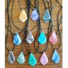 Porcelain Clay Marble Design Diamond Teardrop Pendant Necklaces, Wholesale