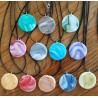 Porcelain Clay Marble Design Round Circular Pendant Necklaces, Wholesale