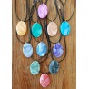 Porcelain Clay Marble Design Oval Pendant Necklaces, Wholesale