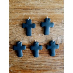 Porcelain Clay Black Cross Pendant Necklaces, Wholesale