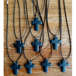 Porcelain Clay Black Cross Pendant Necklaces, Wholesale