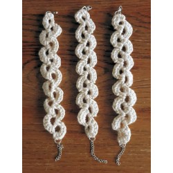 Crochet Boho Braid Bracelet, Ecru Off White, Adjustable From 7" To 8.5"+  Wholesale