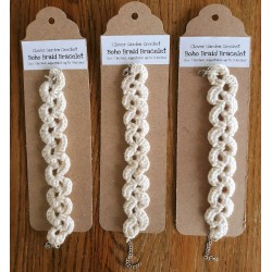 Crochet Boho Braid Bracelet, Ecru Off White, Adjustable From 7" To 8.5"+  Wholesale