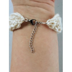 Crochet Boho Star Design Bracelet, Ecru Off White, Adjustable From 7" To 8.5"+  Wholesale