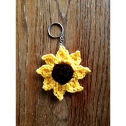 Boho Crochet Sunflower Sun Flower Design Keychain.