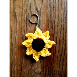 Boho Crochet Sunflower Sun Flower Design Keychain.