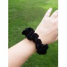 3 Pack of 3.5" Black Crochet Velveteen Chenille Scrunchies