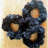 3 Pack of 3.5" Black Crochet Velveteen Chenille Scrunchies