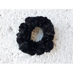 3 Pack of 3.5" Black Crochet Velveteen Chenille Scrunchies