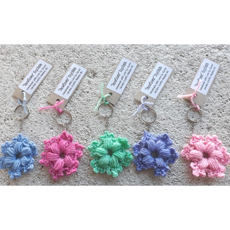 Sparkly Snowflower Snowflake Flower Design Keychain