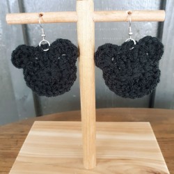 Crochet Teddy Bear or Mouse Head Drop Earrings